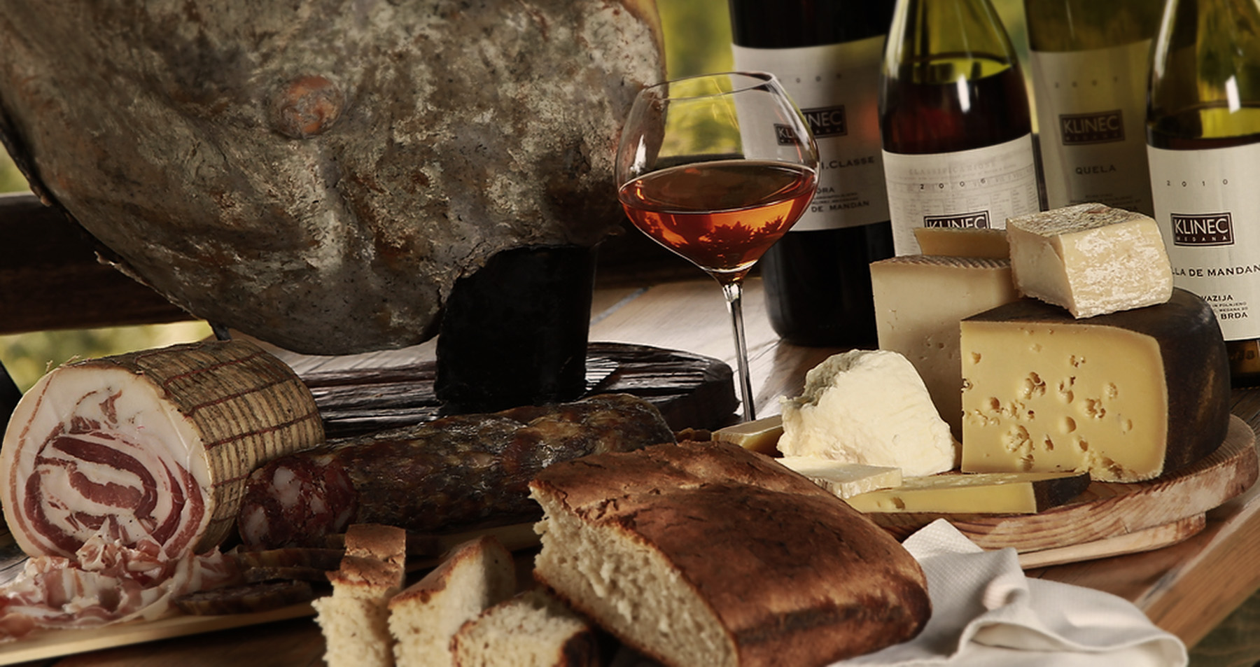 Unfiltered amber wine and homestead charcuterie in the Klinec cellar